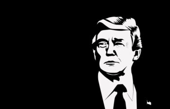 WASHINGTON D.C.- USA - Nov, 2019: Vector illustration of American president, Donald Trump. US President Trump on dark background.