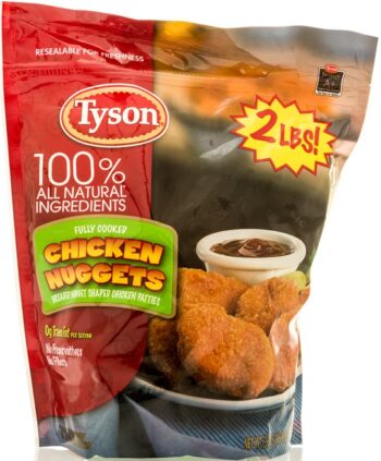 Winneconne, WI - 7 December 2016:  Bag Tyson 100% all natural ingredients chicken nuggets on an isolated background.