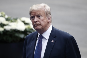 US President Donald Trump and First Lady of the US Melania Trump arrive for a working dinner at The Parc du Cinquantenaire in Brussels, Belgium on Jul. 11, 2018.