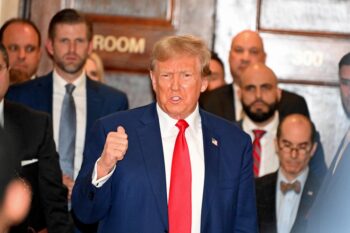 (New) Donald Trump on the last day in court for company  fraud. January 11th 2024. New York City, New York, USA.

Credit: Victor M. Matos

 (Foto: Victor M. Matos/Thenews2/Deposit Photos)